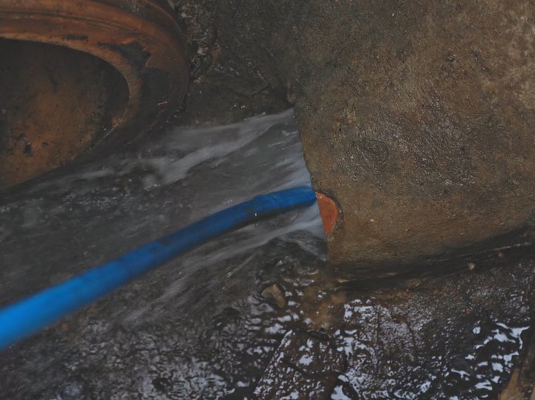 Drainage pipework inside an inspection chamber
